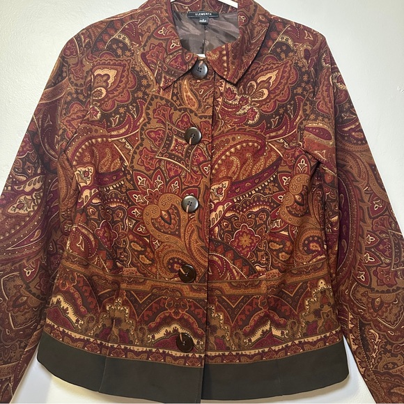 Elementz Paisley Maroon and Brown Blazer - Picture 2 of 6